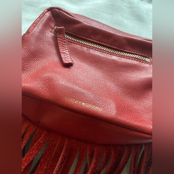 Lucky Brand Red Leather Fringe Crossbody Bag - Picture 4 of 13